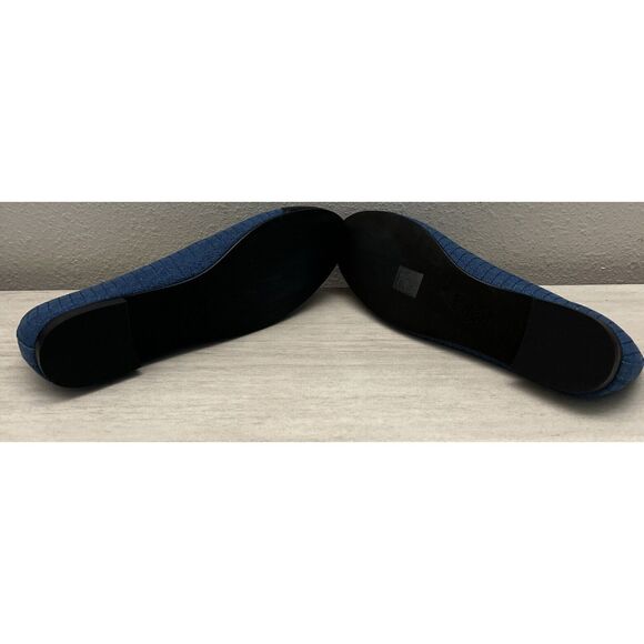 Tory Burch NIB Sz 9 Flats Cap-Toe Quilted Ballet Dark Blue Leather Denim Shoes - Picture 10 of 11